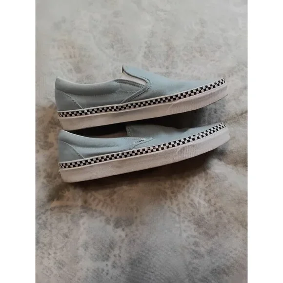 Vans Slip-On Shoes Checkerboard Trim Mens 8 Womens 9.5 Canvas Sneakers 500714 - Picture 3 of 9